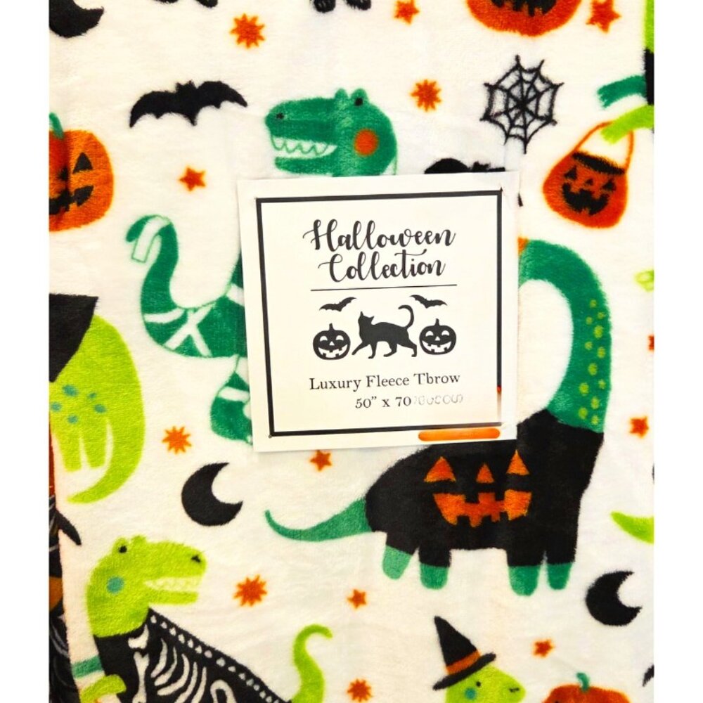 Dinosaur Halloween Plush Throw Blanket